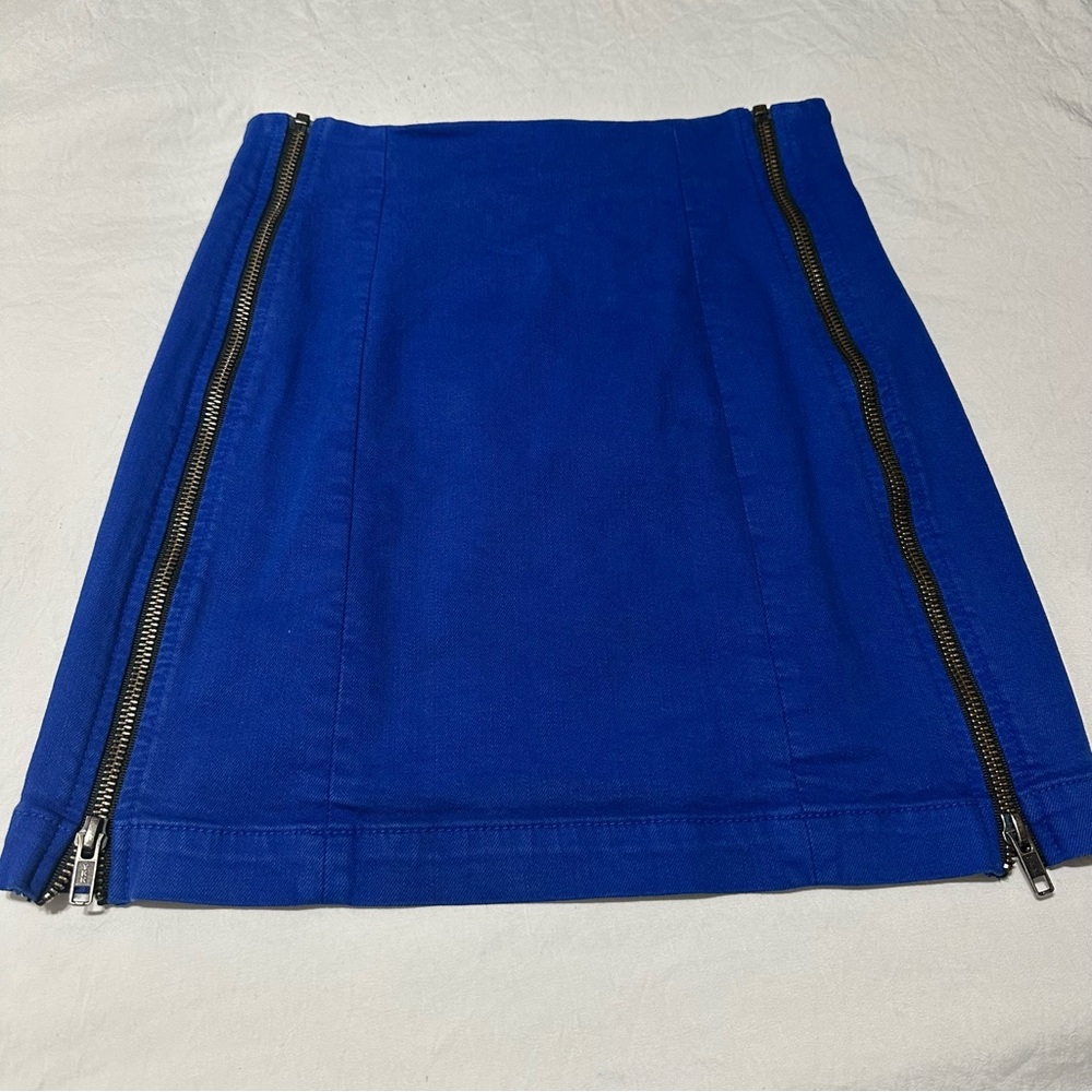 Carmar Royal Blue Mini Skirt with Zipper Accents